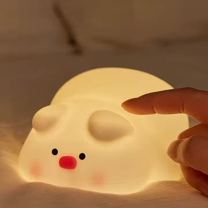 Piggy 🐖  : Cochon Veilleuse Panda mignon en silicone à lumière chaude tamisée recharge USB