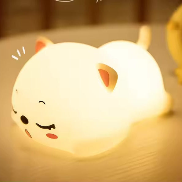 Luna 🌕 :  Chaton Veilleuse en silicone à lumière chaude tamisée recharge USB