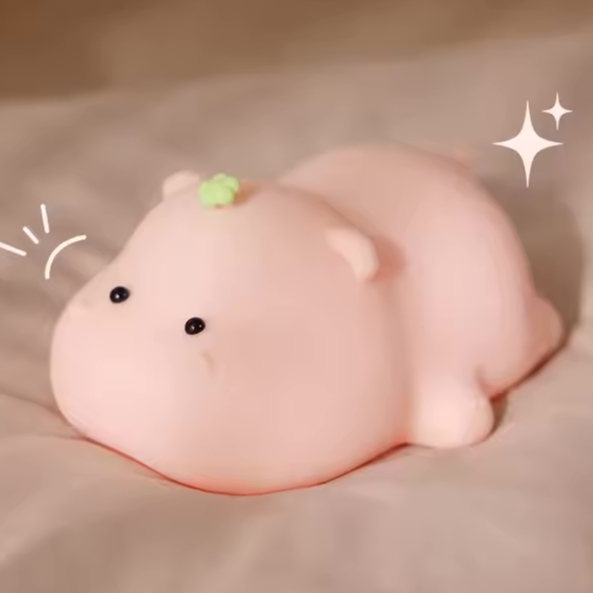 Gracie 🦛 : Hippopotame Veilleuse en silicone à lumière chaude tamisée recharge USB