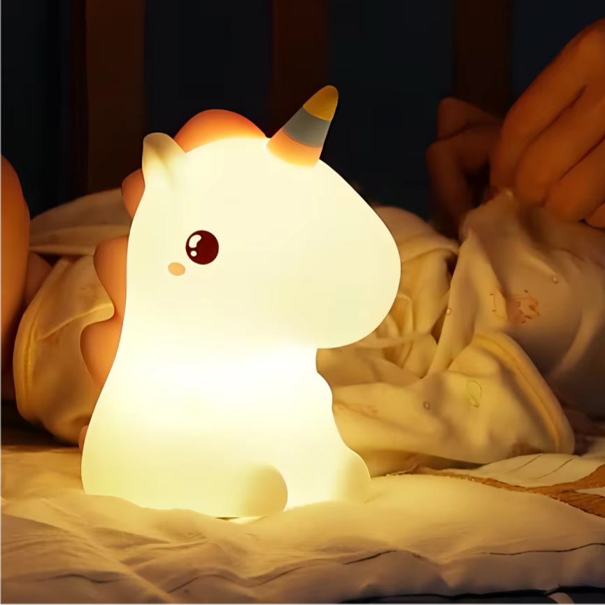 Stella 🦄 : Licorne Veilleuse en silicone à lumière chaude tamisée recharge USB