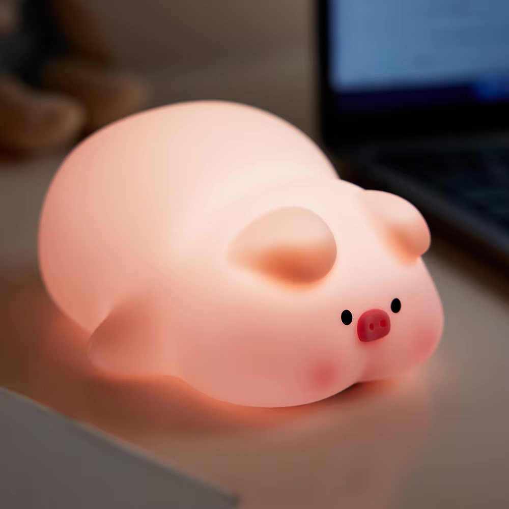 Piggy 🐖  : Cochon Veilleuse Panda mignon en silicone à lumière chaude tamisée recharge USB